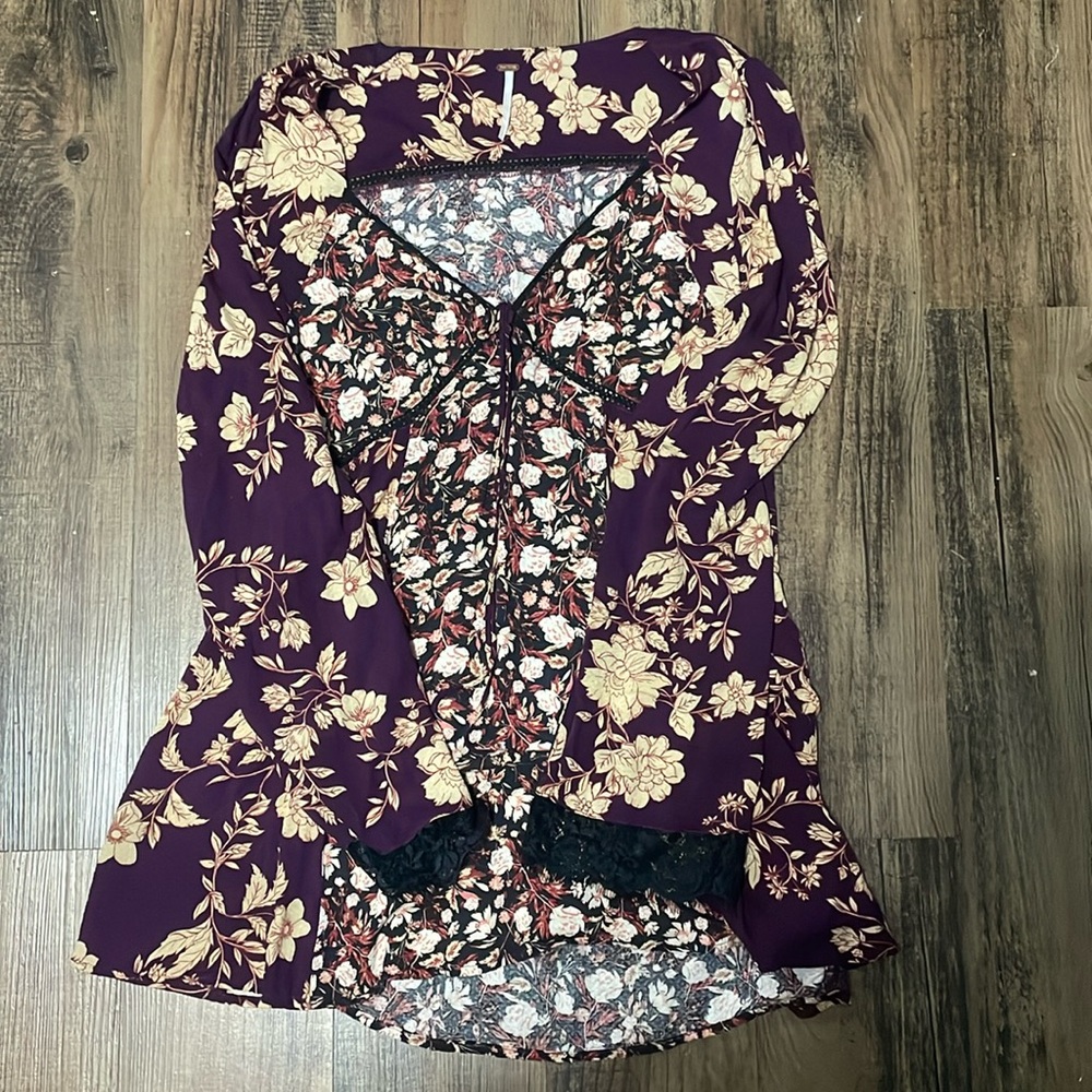 Free People Odette Floral Long Sleeve Tunic